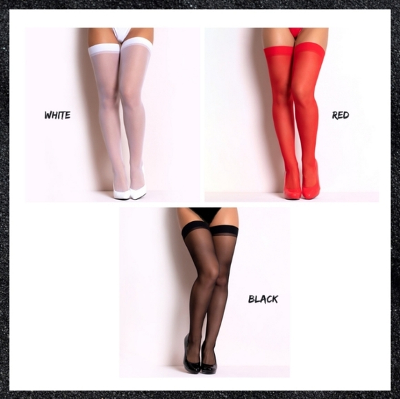 White Basic Everyday Thigh Highs - Picture 3 of 4